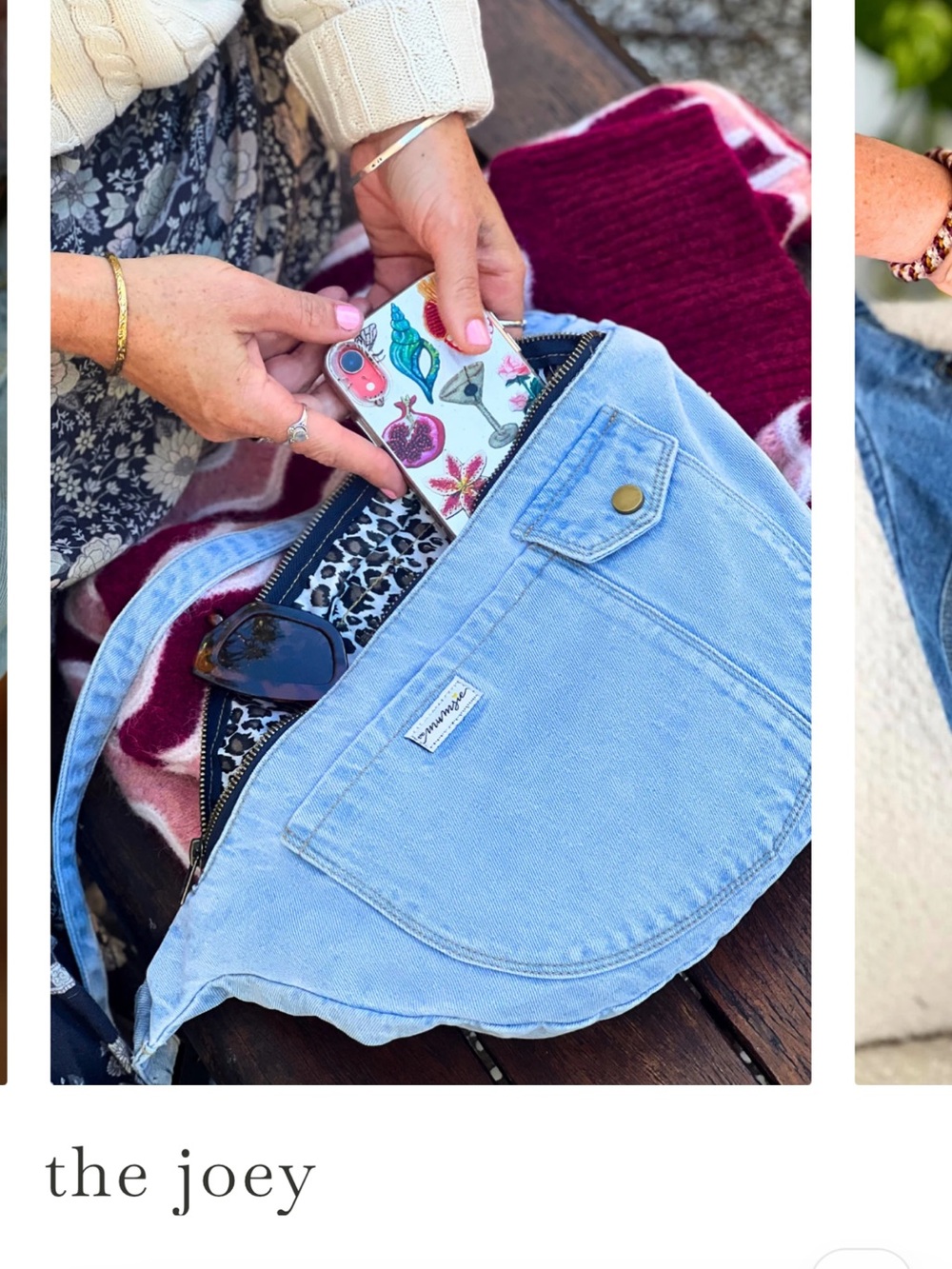 The Joey Light Blue Denim Waist Bag by the mumsie